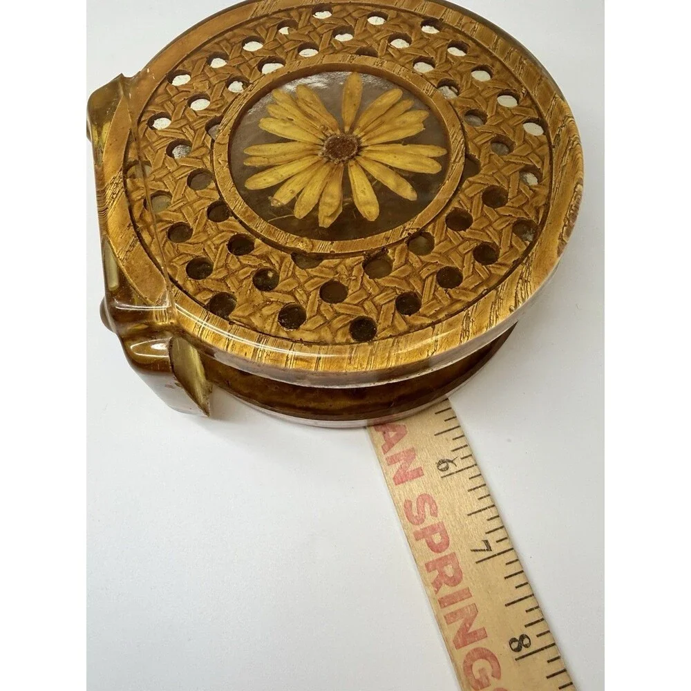 Vintage 1960s Gamut Designs LUCITE Acrylic Pressed Flower MCM Napkin Holder USA